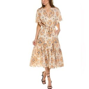 JOIE Bellsa Floral Midi Fit & Flare Dress Size M